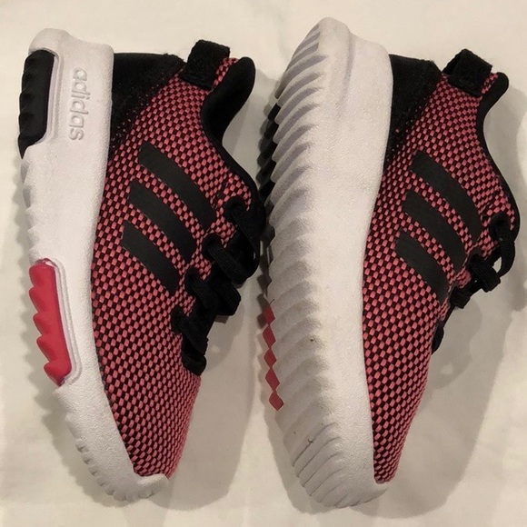 Adidas Run Racer Pink Black Stripe Shoes 5K - Picture 3 of 5